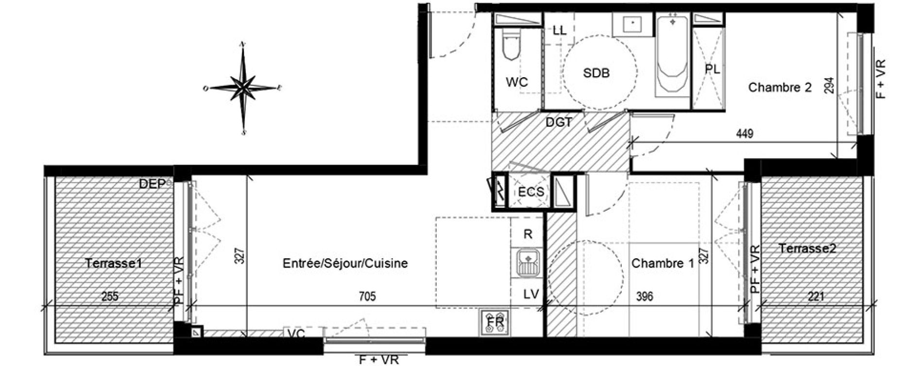 Appartement T3 de 61,13 m2 &agrave; Toulouse Croix daurade