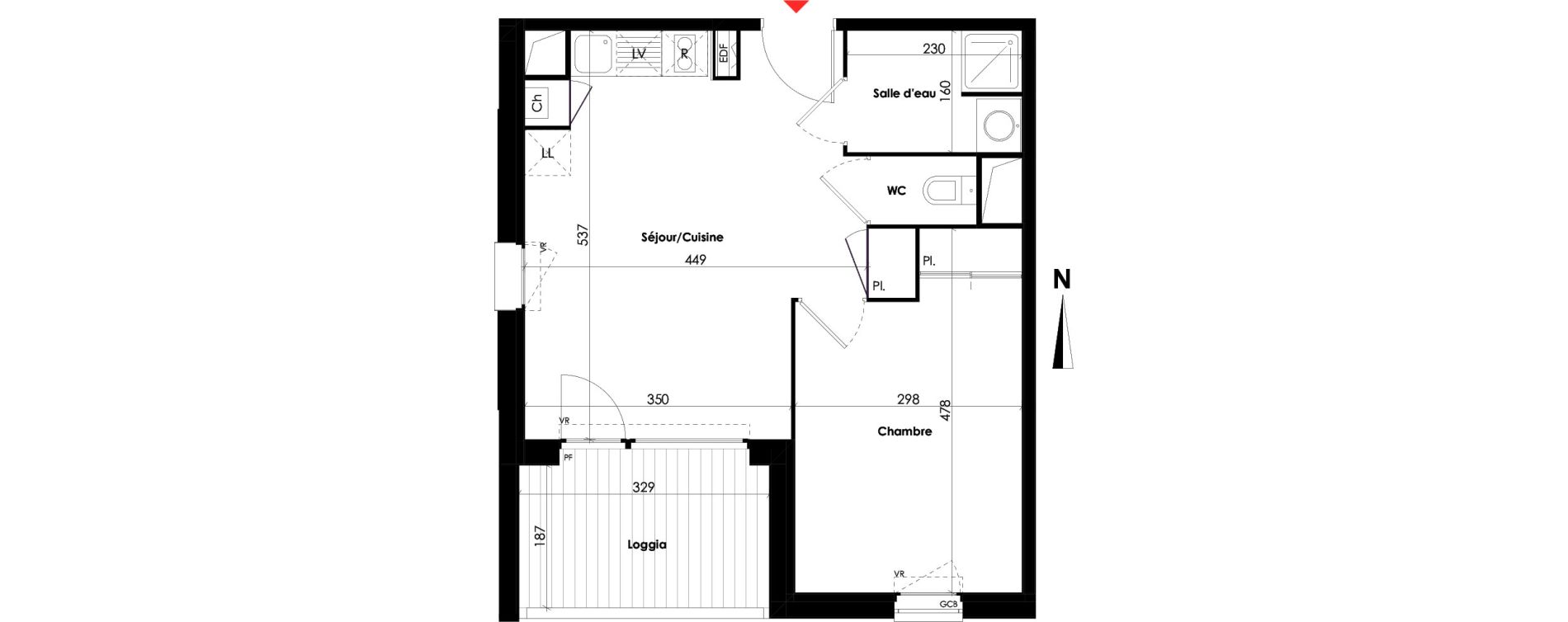 Appartement T2 de 39,31 m2 &agrave; Toulouse Lalande