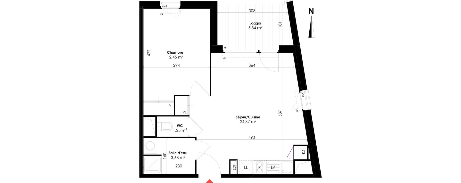 Appartement T2 de 41,75 m2 &agrave; Toulouse Lalande