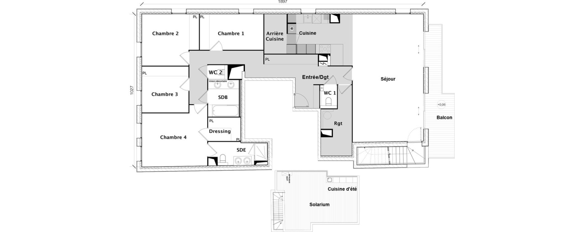 Appartement T5 de 152,41 m2 &agrave; Toulouse L'ormeau