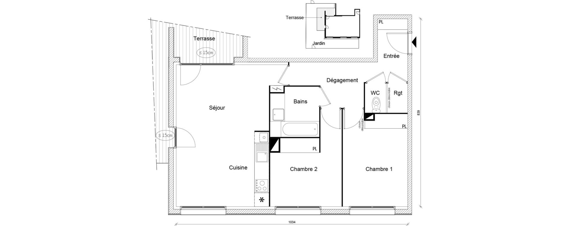 Appartement T3 de 66,79 m2 &agrave; Toulouse Saint-martin-du-touch