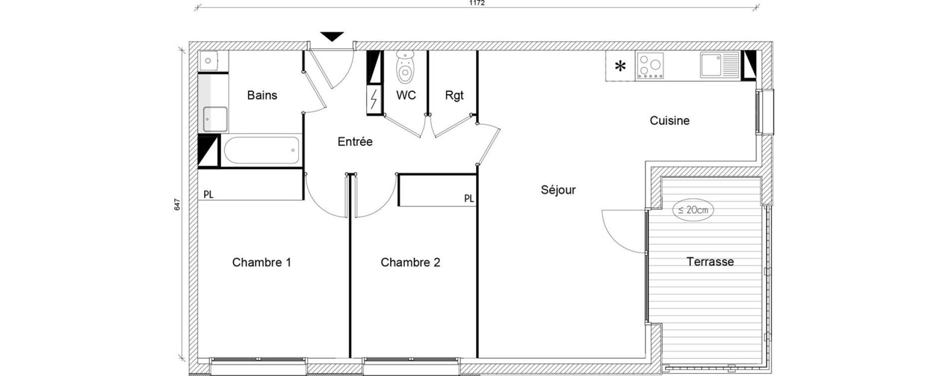 Appartement T3 de 63,95 m2 &agrave; Toulouse Saint-martin-du-touch