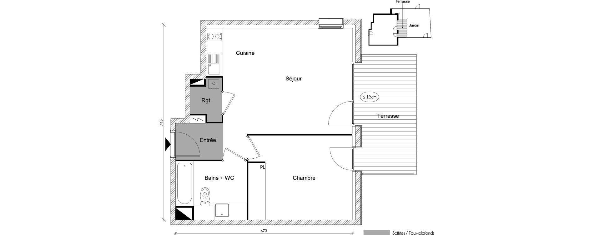 Appartement T2 de 44,65 m2 &agrave; Toulouse Saint-martin-du-touch