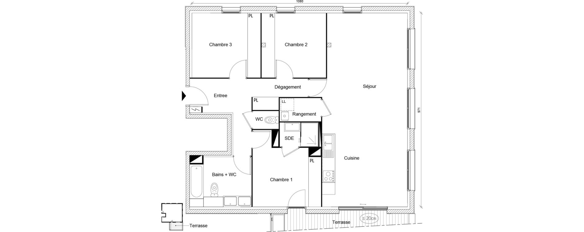 Appartement T4 de 97,66 m2 &agrave; Toulouse Saint-martin-du-touch