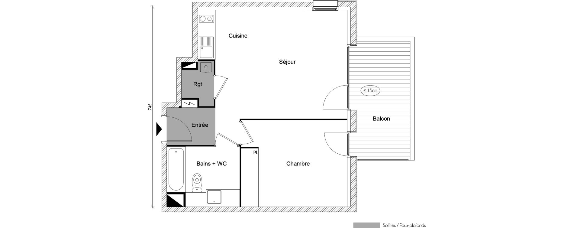Appartement T2 de 44,65 m2 &agrave; Toulouse Saint-martin-du-touch