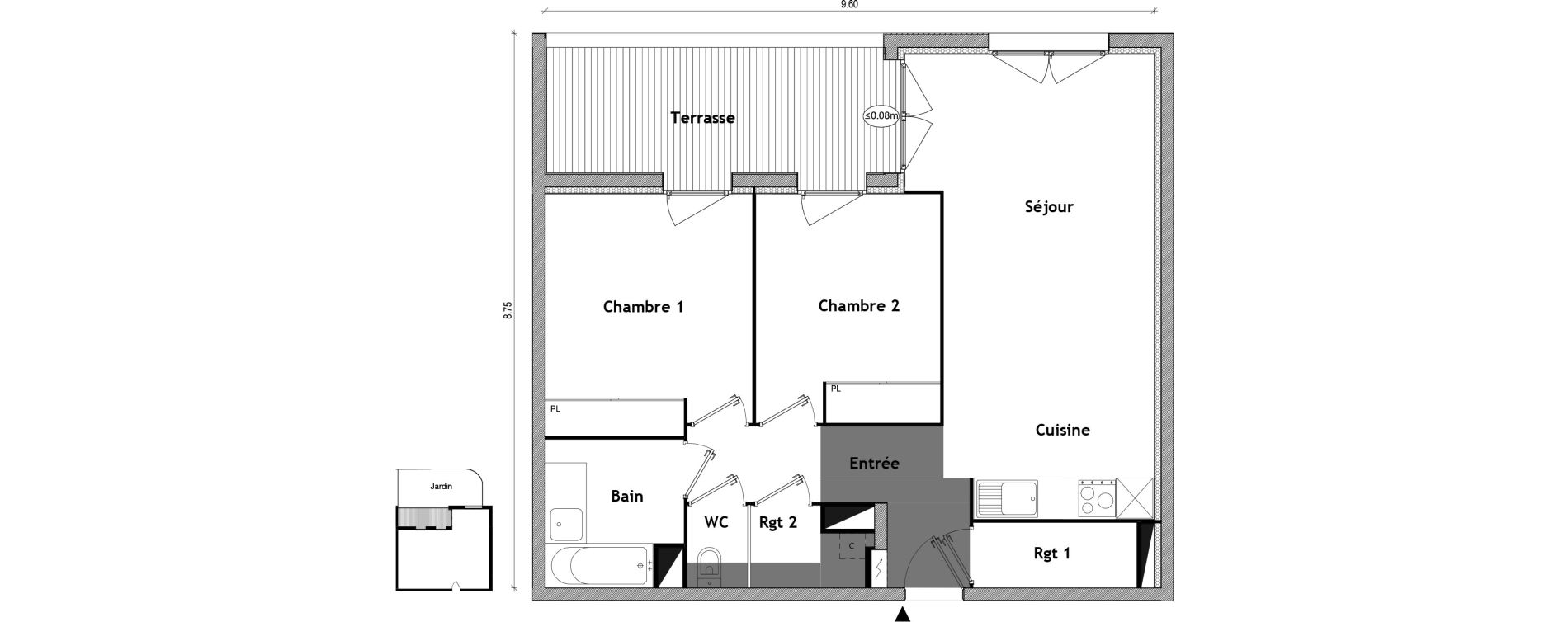 Appartement T3 de 65,71 m2 &agrave; Toulouse Patte d'oie