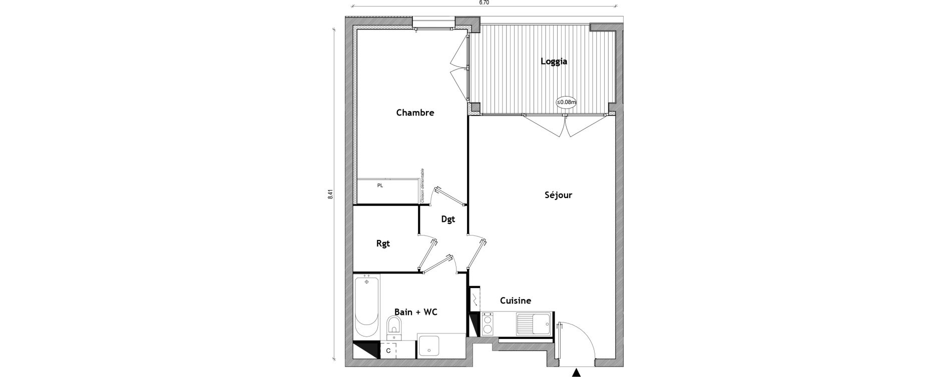 Appartement T2 de 44,94 m2 &agrave; Toulouse Patte d'oie