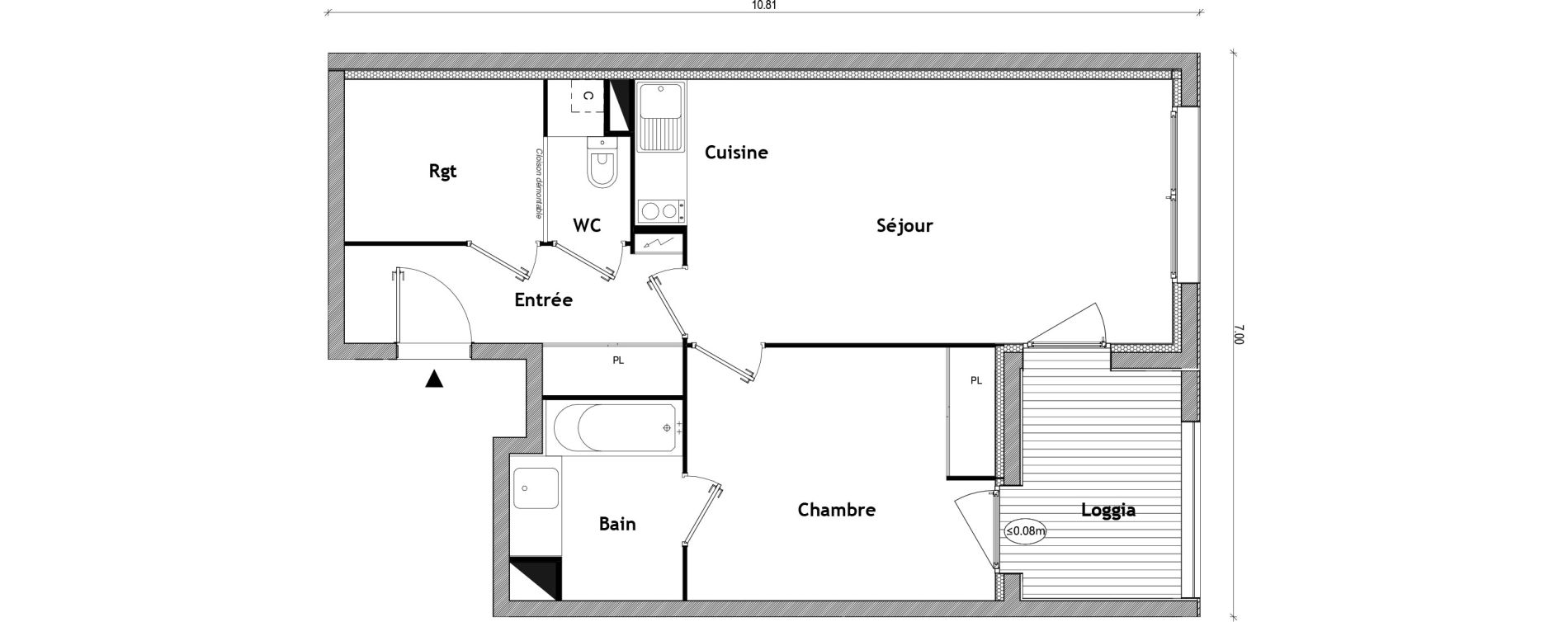 Appartement T2 de 50,71 m2 &agrave; Toulouse Patte d'oie