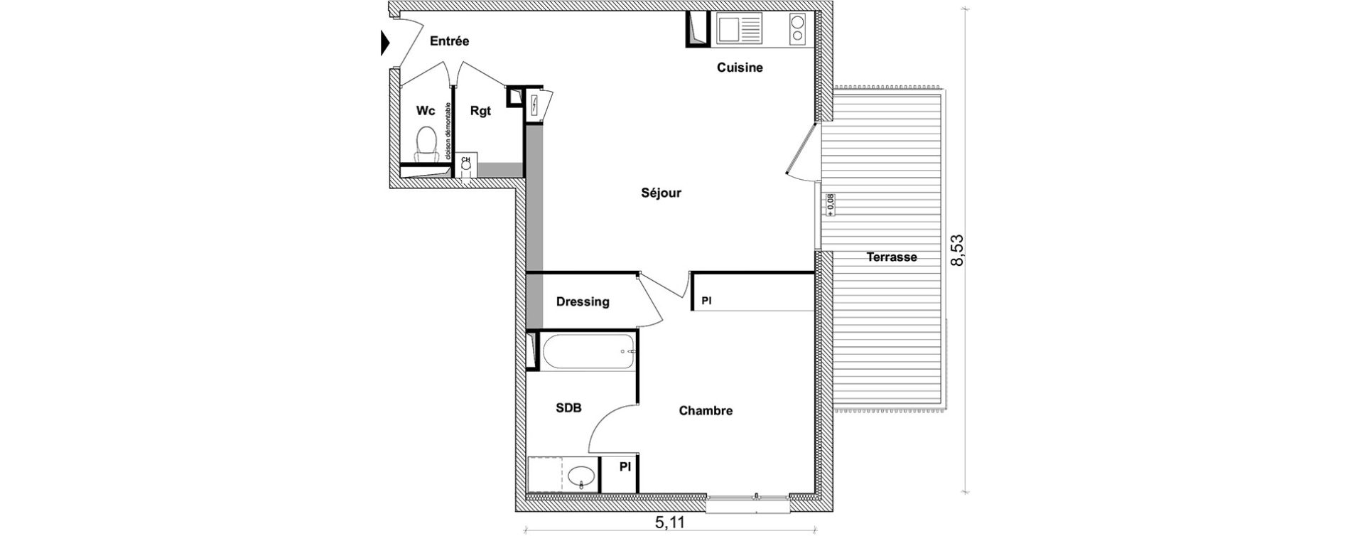 Appartement T2 de 48,30 m2 &agrave; Toulouse Saint-simon