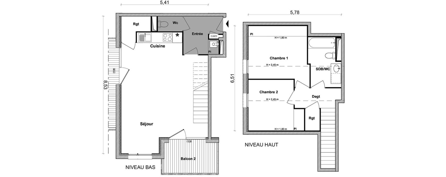 Duplex T3 de 72,01 m2 &agrave; Toulouse Saint-simon