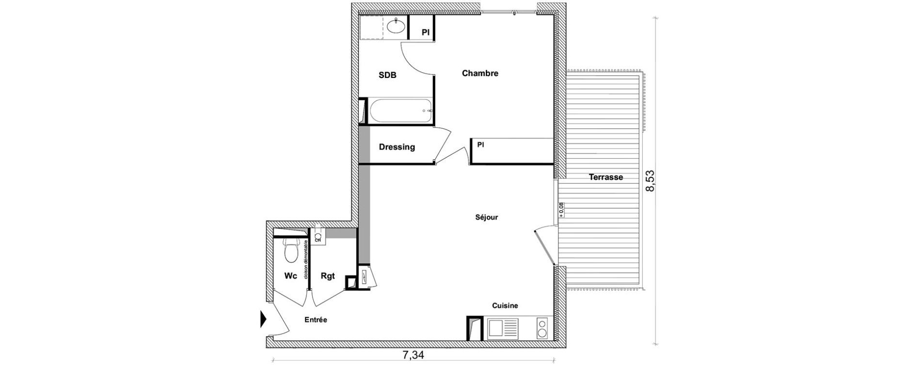 Appartement T2 de 48,30 m2 &agrave; Toulouse Saint-simon