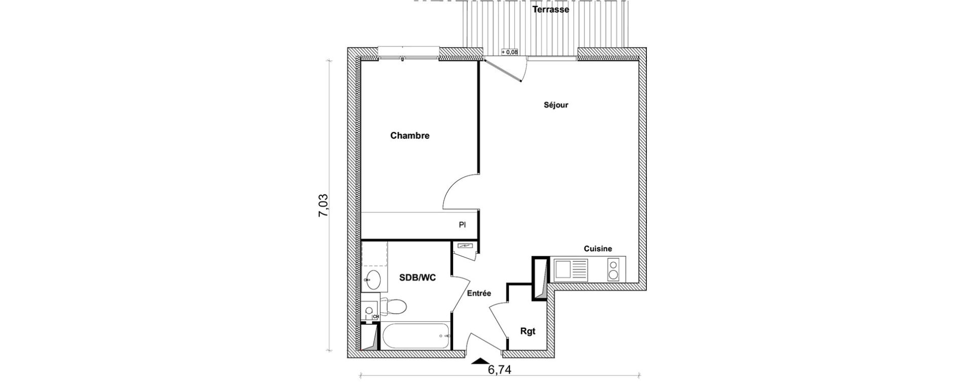 Appartement T2 de 42,45 m2 &agrave; Toulouse Saint-simon