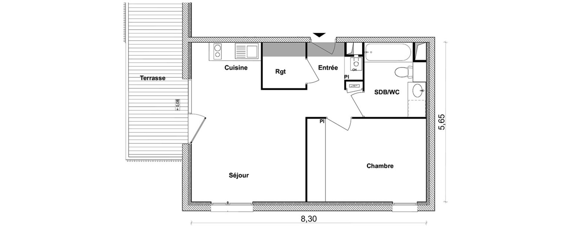 Appartement T2 de 44,72 m2 &agrave; Toulouse Saint-simon