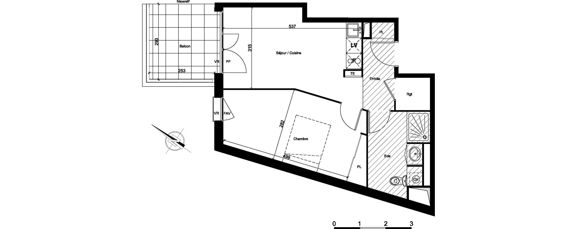 Appartement T2 de 43,70 m2 &agrave; Toulouse Barriere de paris