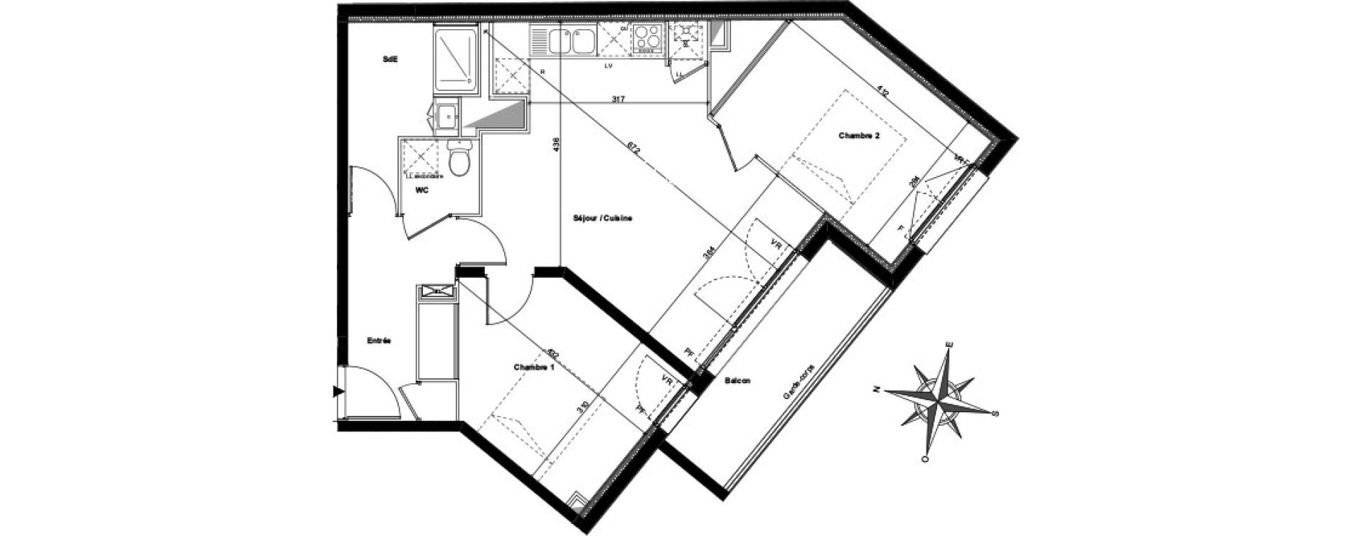 Appartement T3 de 61,78 m2 &agrave; Toulouse Compans caffarelli