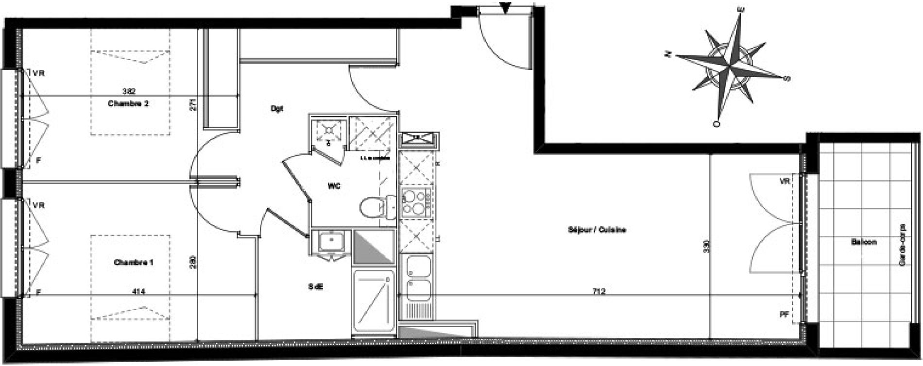 Appartement T3 de 63,90 m2 &agrave; Toulouse Compans caffarelli