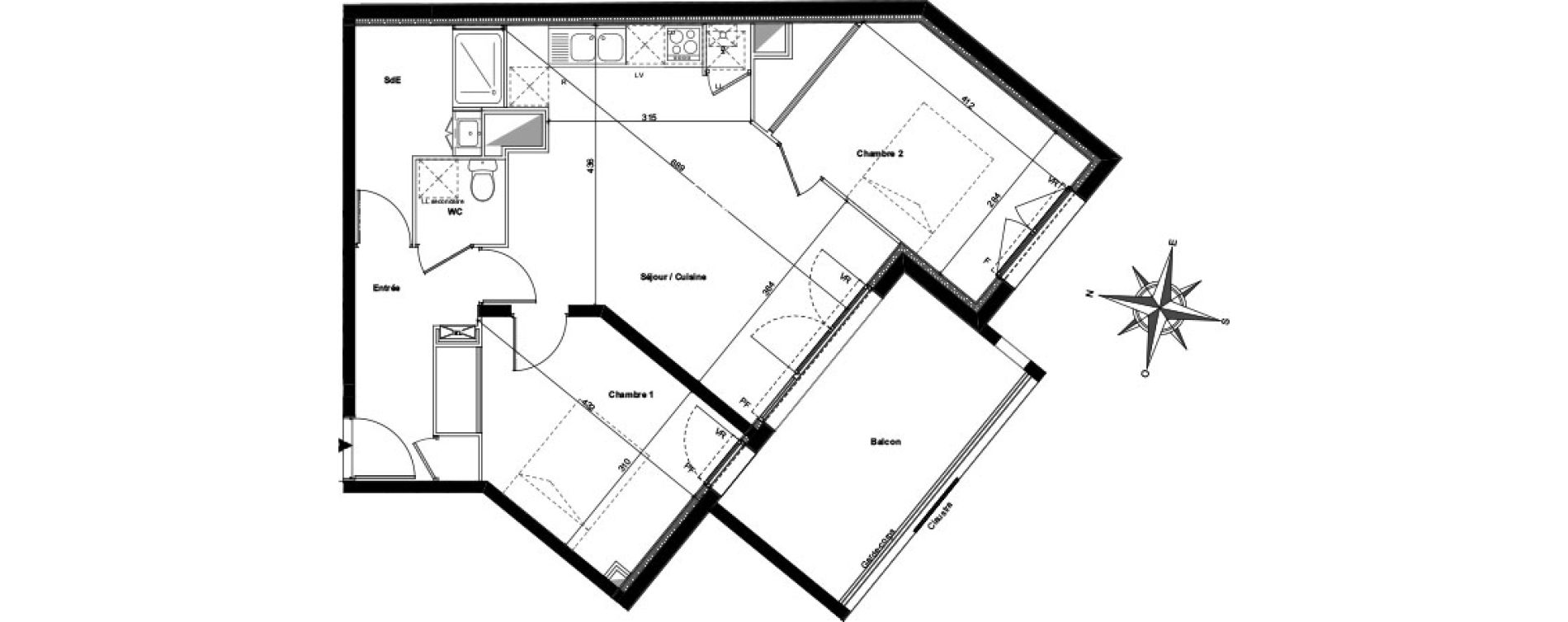 Appartement T3 de 62,08 m2 &agrave; Toulouse Compans caffarelli