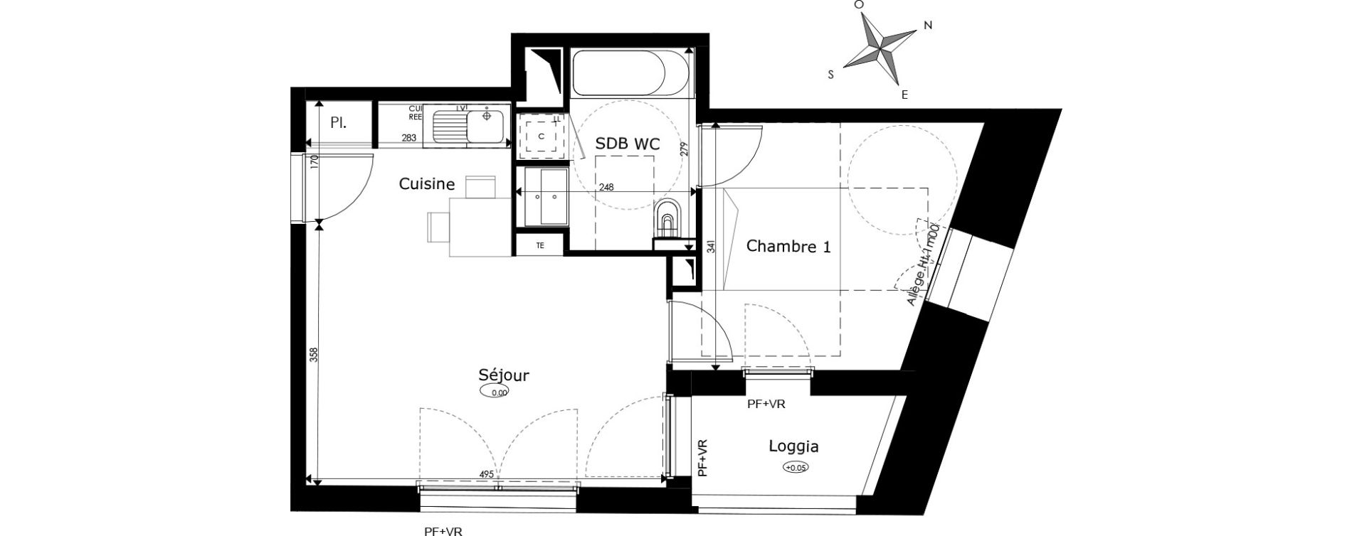 Appartement T2 de 39,53 m2 &agrave; Toulouse Les chalets