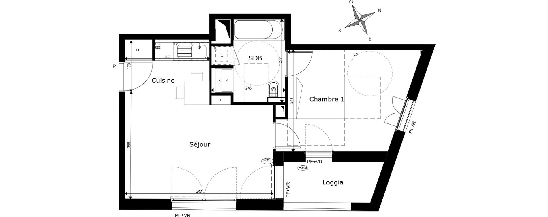 Appartement T2 de 41,52 m2 &agrave; Toulouse Les chalets