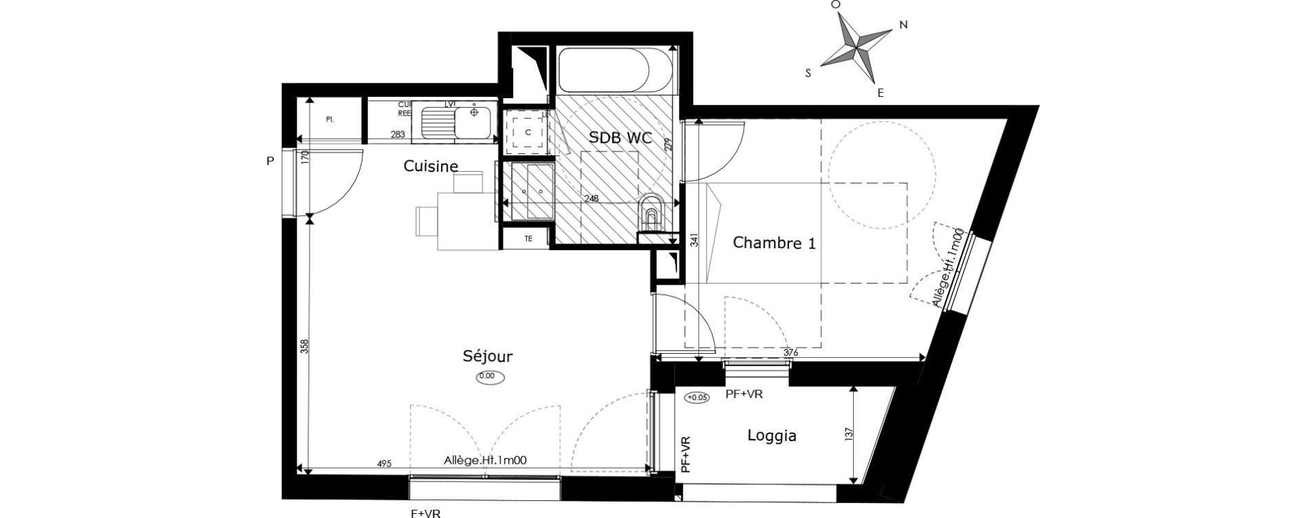 Appartement T2 de 41,40 m2 à Toulouse Les chalets