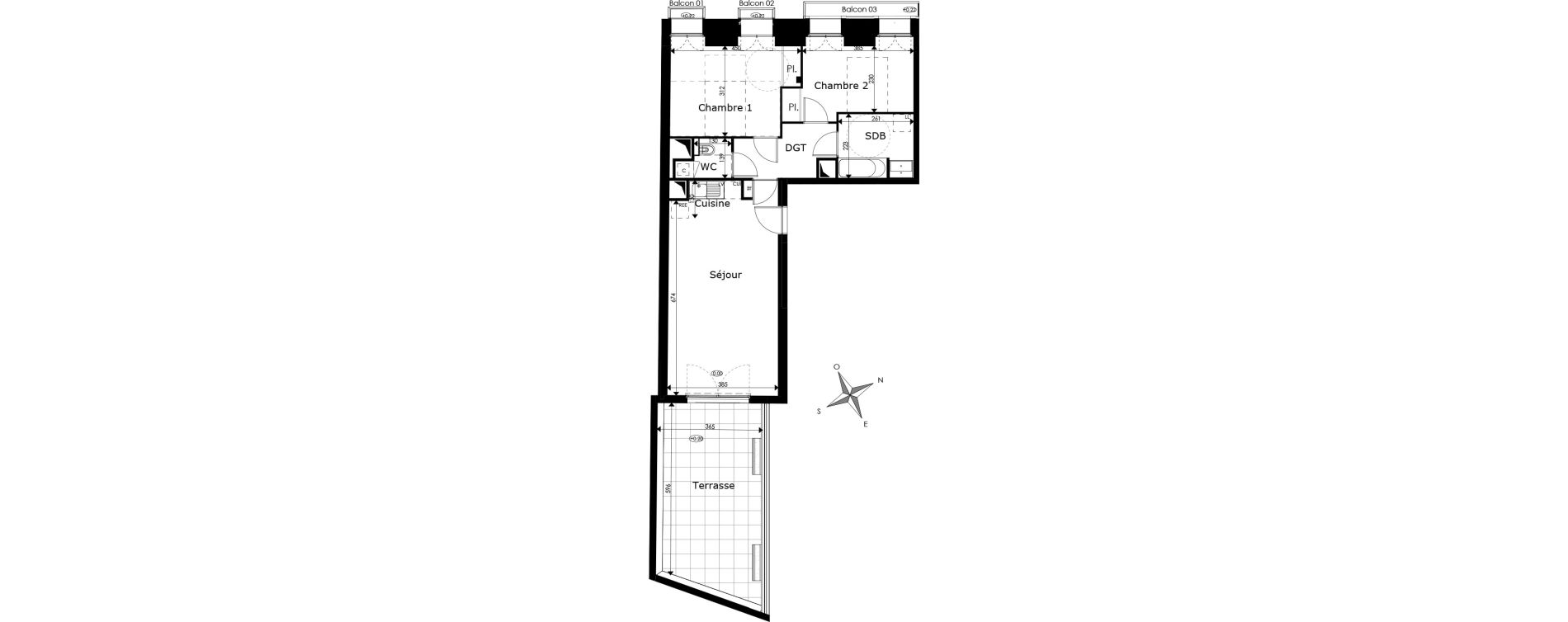 Appartement T3 de 64,79 m2 &agrave; Toulouse Les chalets