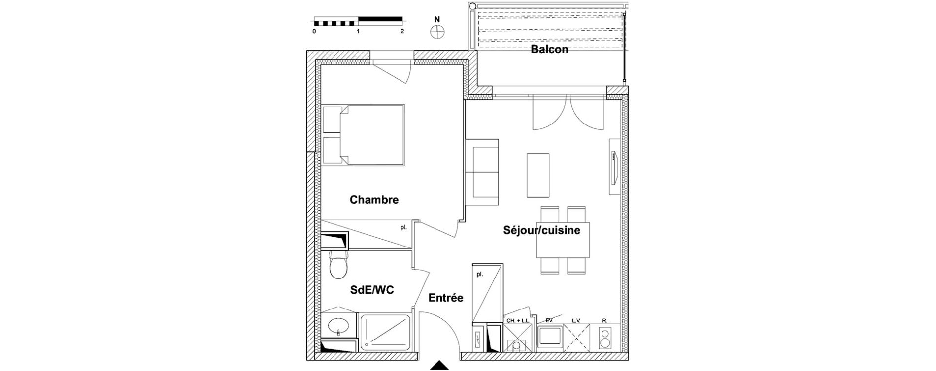 Appartement T2 de 40,05 m2 &agrave; Toulouse Lalande