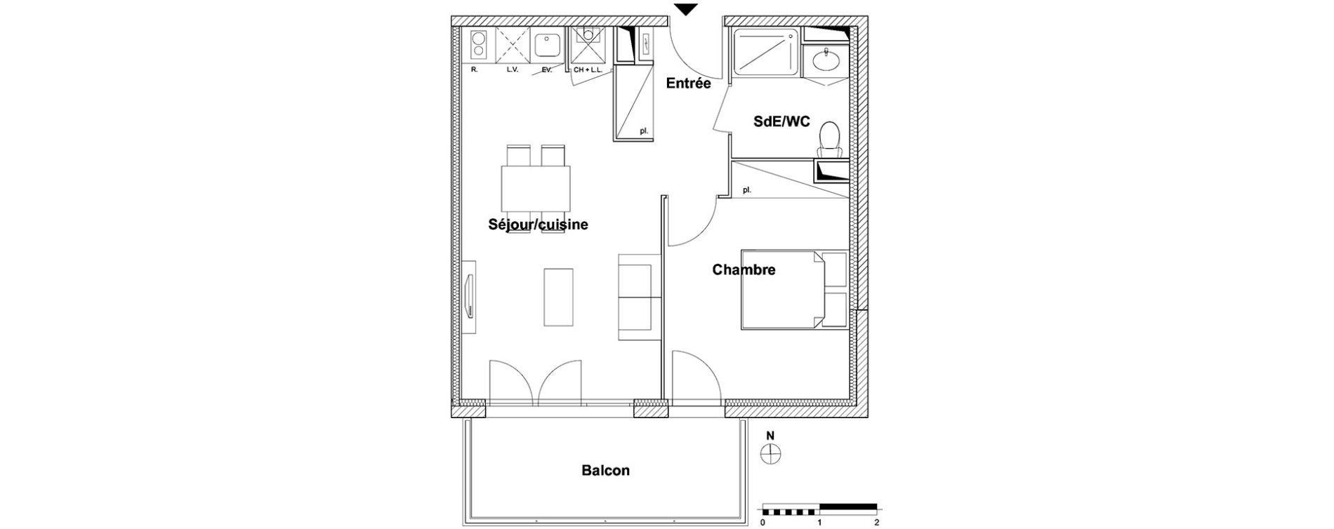 Appartement T2 de 42,73 m2 &agrave; Toulouse Lalande