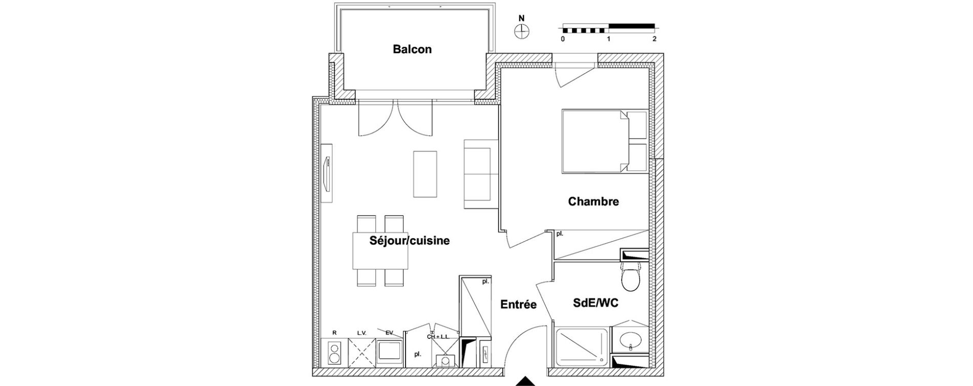 Appartement T2 de 42,20 m2 &agrave; Toulouse Lalande