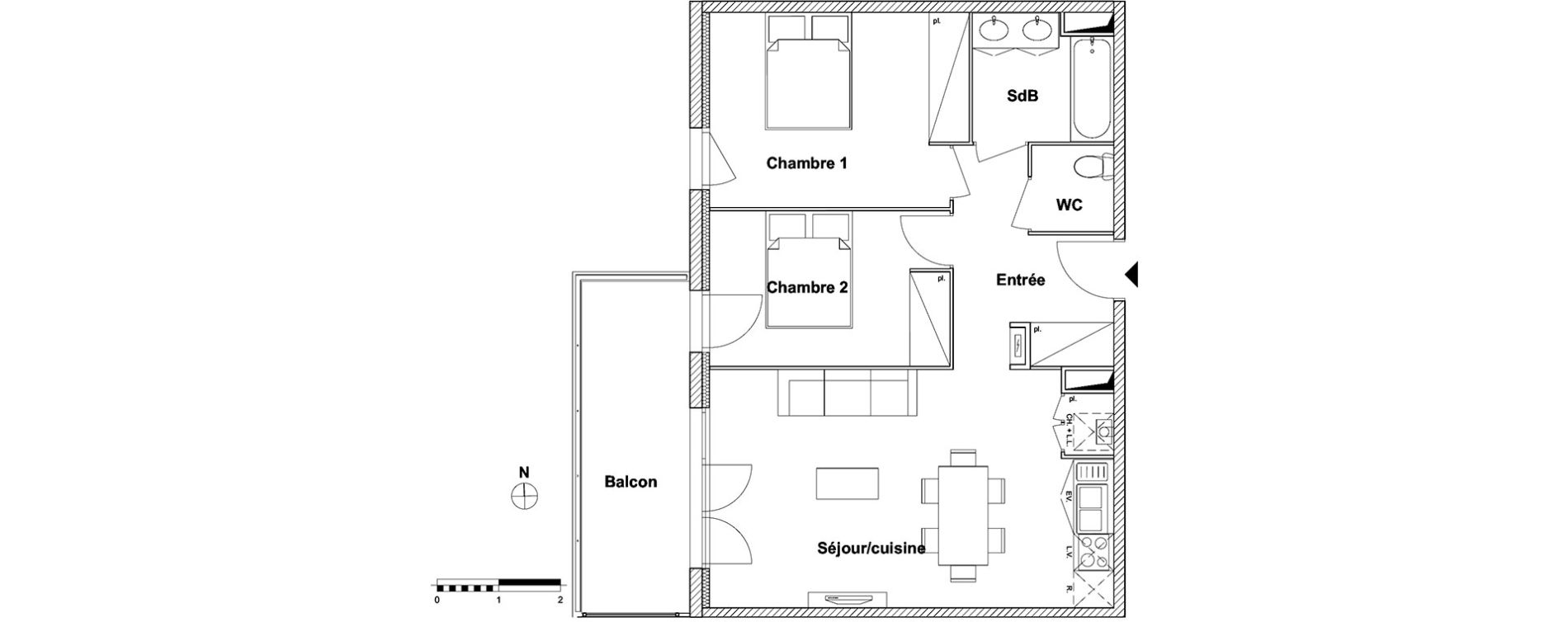 Appartement T3 de 60,98 m2 &agrave; Toulouse Lalande