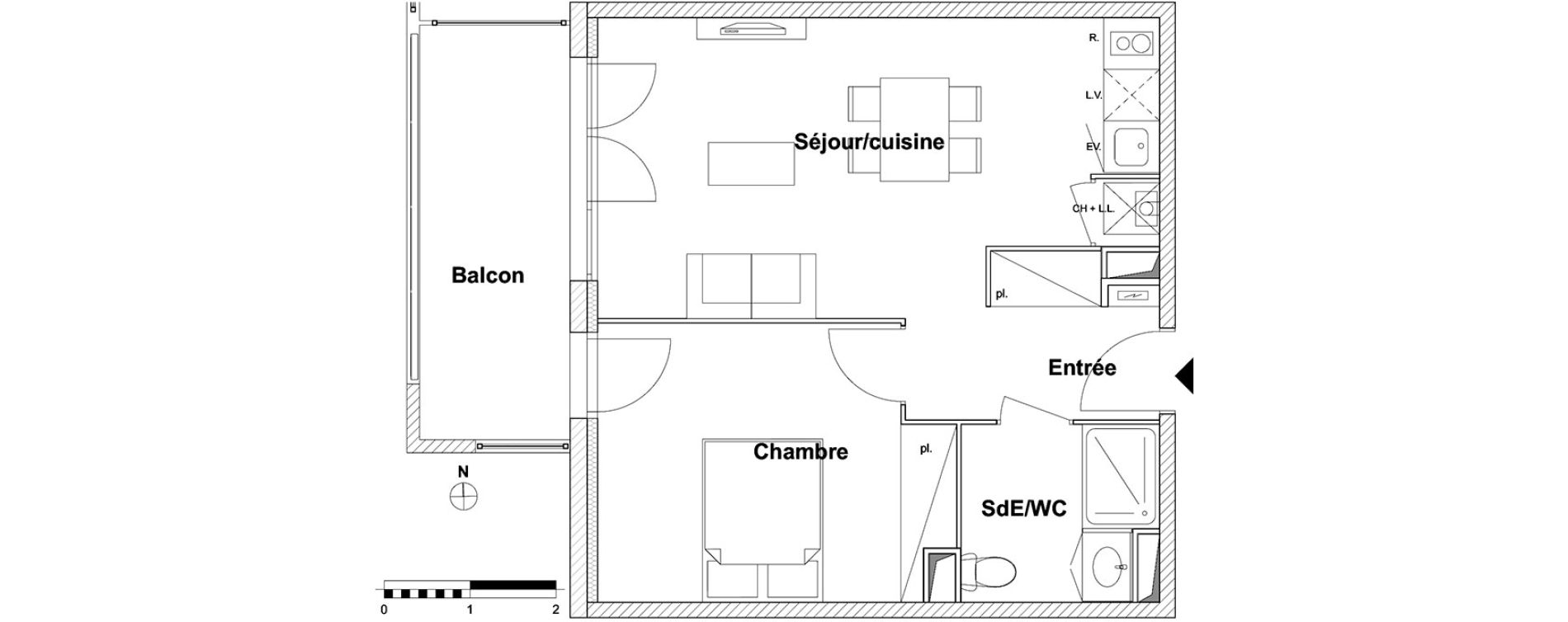 Appartement T2 de 42,73 m2 &agrave; Toulouse Lalande