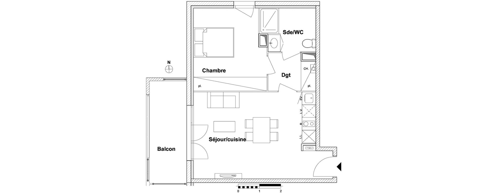 Appartement T2 de 45,90 m2 &agrave; Toulouse Lalande