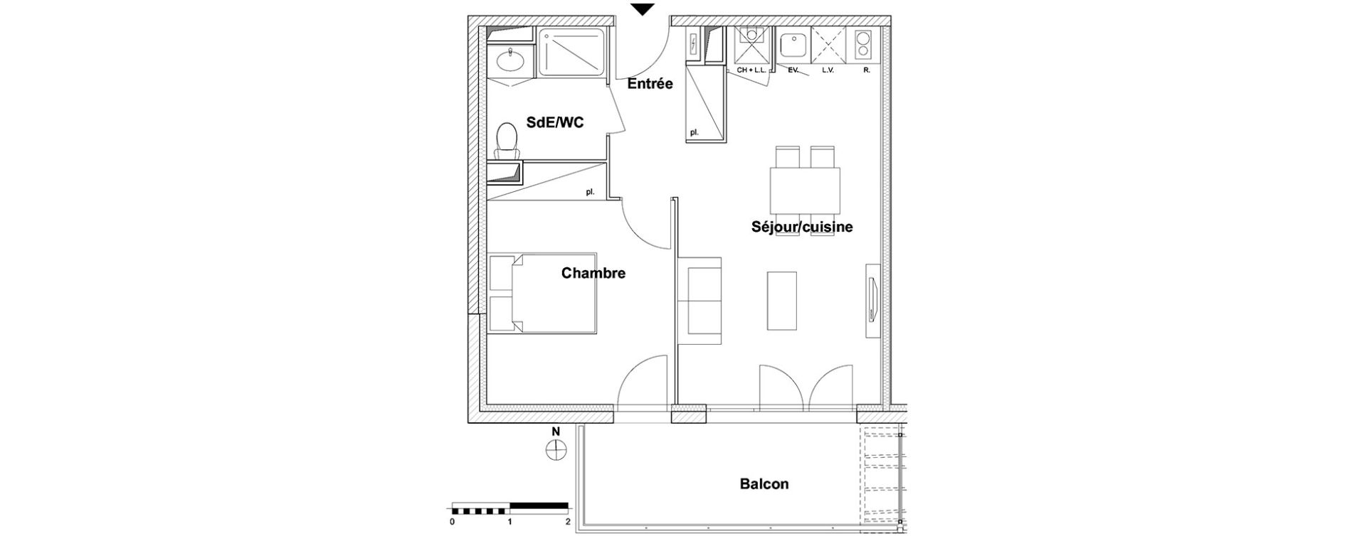 Appartement T2 de 42,73 m2 &agrave; Toulouse Lalande