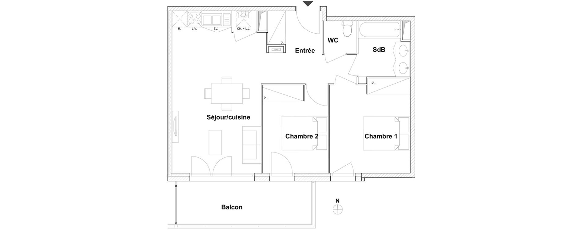 Appartement T3 de 59,32 m2 &agrave; Toulouse Lalande