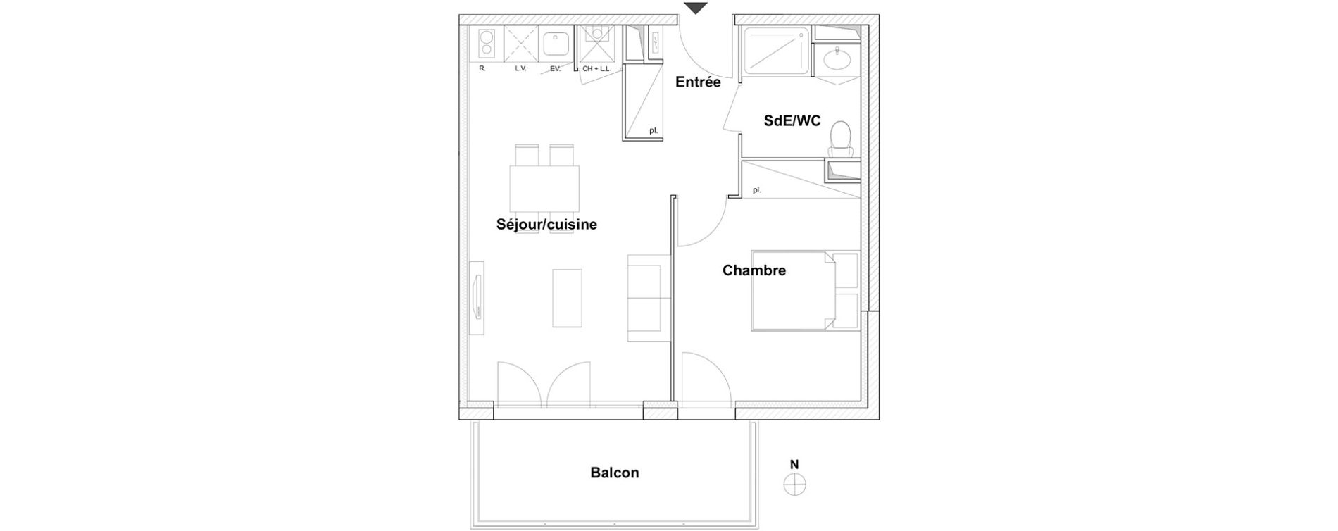Appartement T2 de 42,73 m2 &agrave; Toulouse Lalande