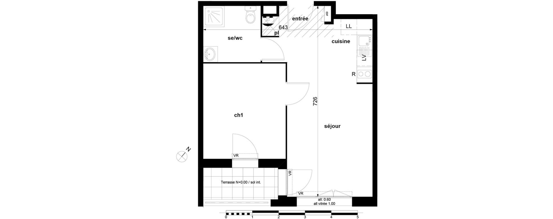 Appartement T2 de 40,29 m2 &agrave; Toulouse Soupetard