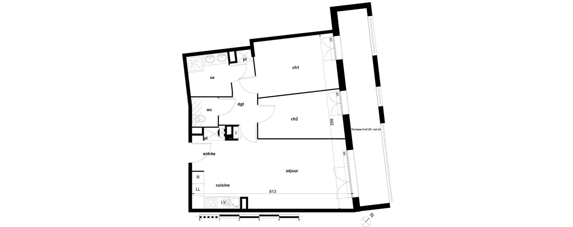 Appartement T3 de 61,30 m2 &agrave; Toulouse Soupetard