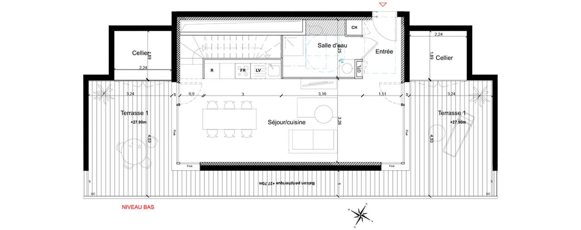 Duplex T4 de 81,30 m2 &agrave; Toulouse Les ar&egrave;nes