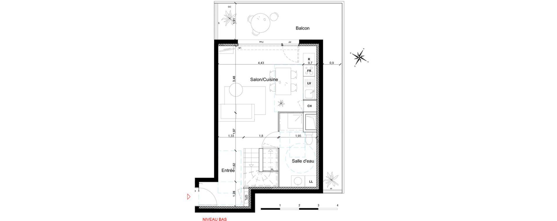 Appartement T3 de 68,40 m2 &agrave; Toulouse Les ar&egrave;nes