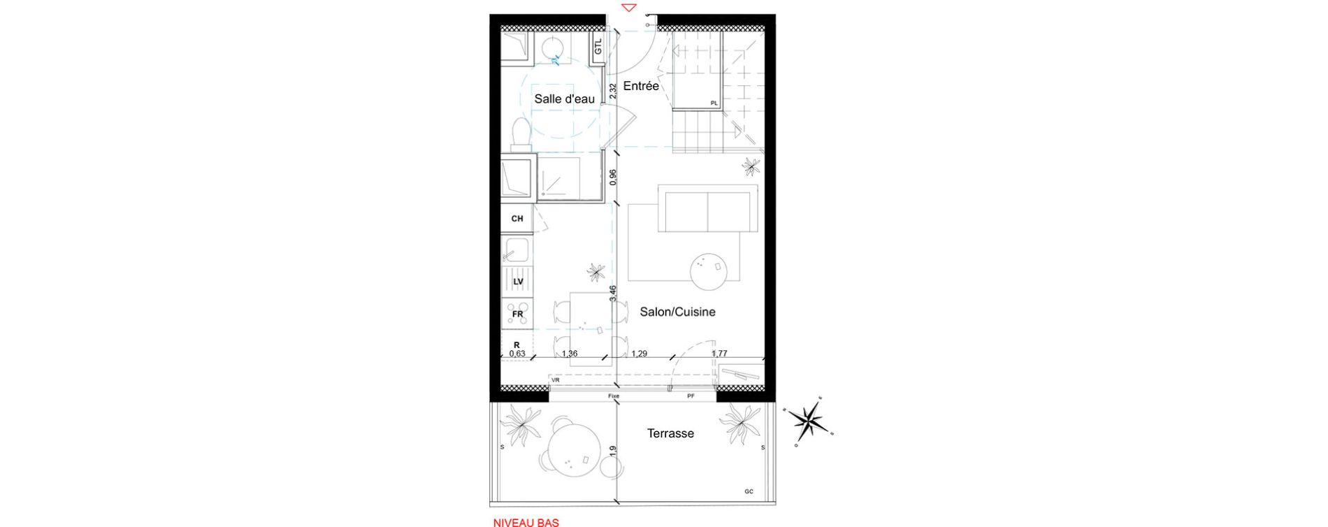 Appartement T3 de 65,80 m2 &agrave; Toulouse Les ar&egrave;nes