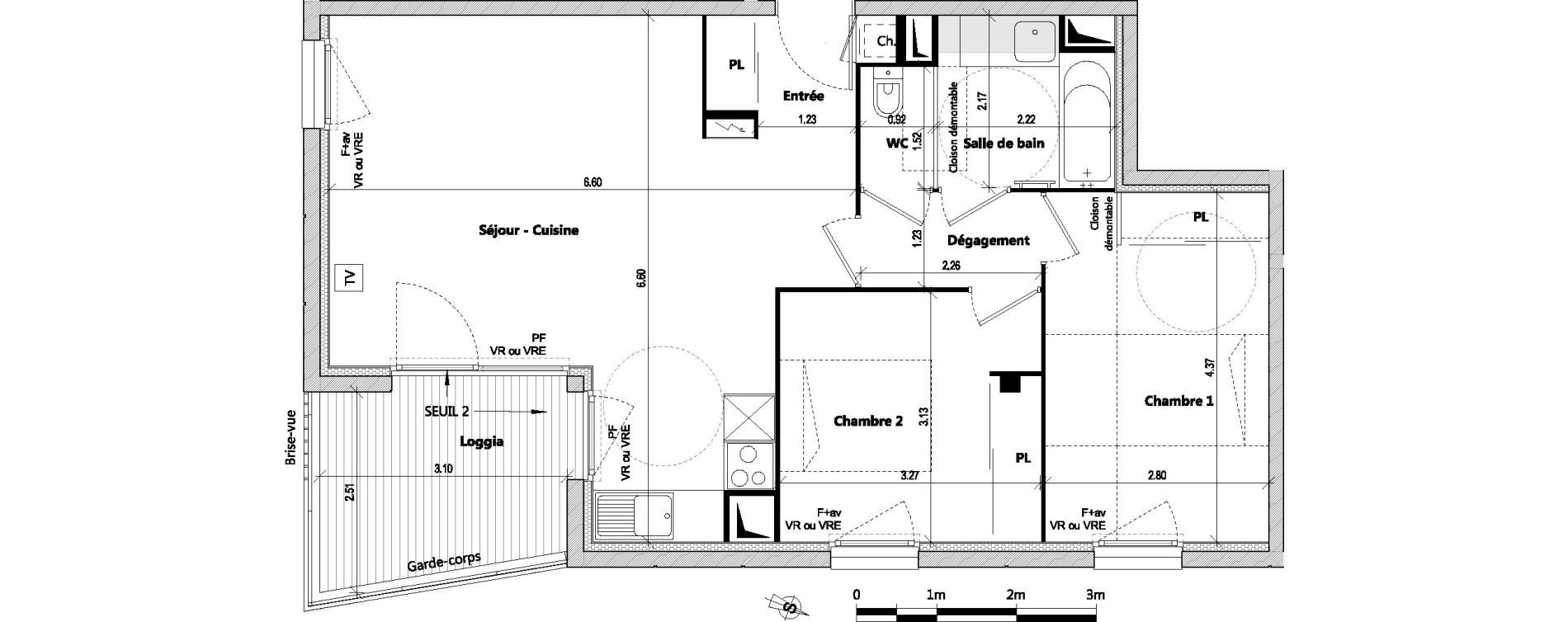 Appartement T3 de 63,50 m2 &agrave; Toulouse Pouvourville