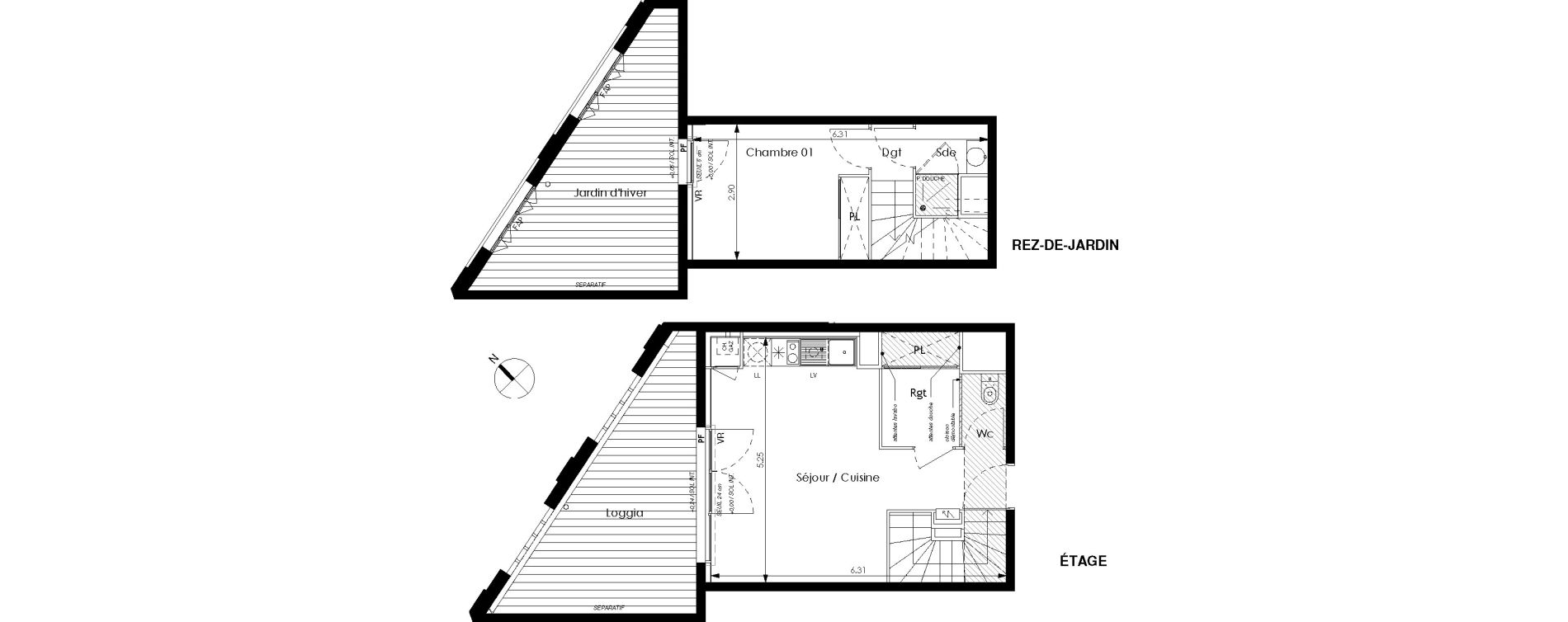 Duplex T2 de 42,50 m2 &agrave; Toulouse Saint-cyprien