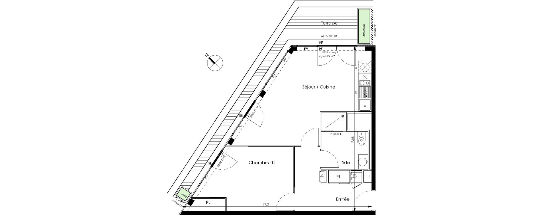 Appartement T2 de 47,41 m2 &agrave; Toulouse Saint-cyprien
