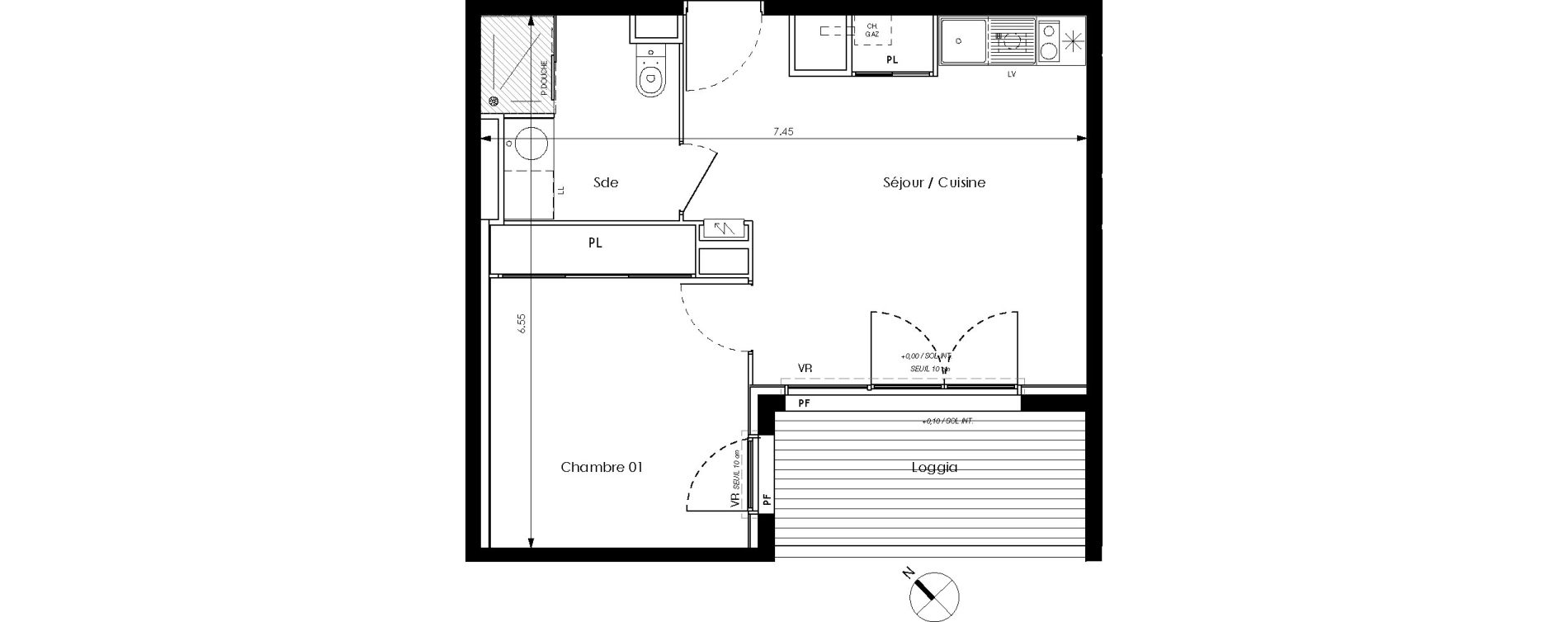 Appartement T2 de 38,40 m2 &agrave; Toulouse Saint-cyprien