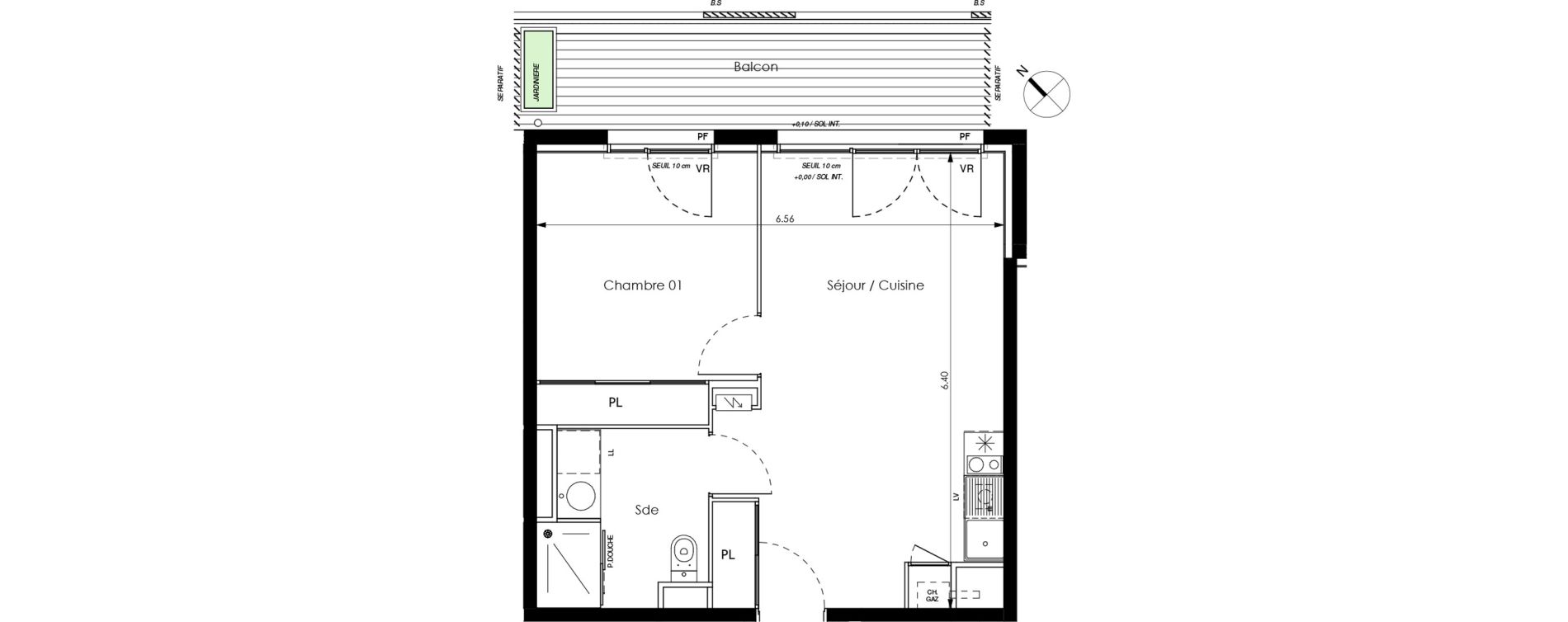 Appartement T2 de 40,05 m2 &agrave; Toulouse Saint-cyprien