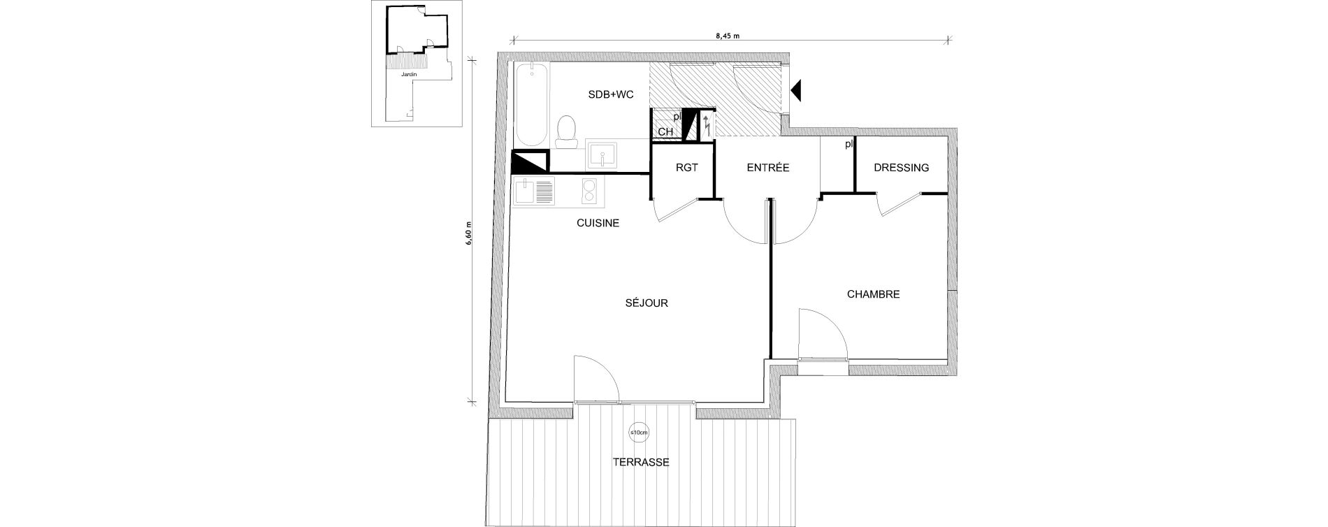 Appartement T2 de 47,15 m2 &agrave; Toulouse Croix daurade