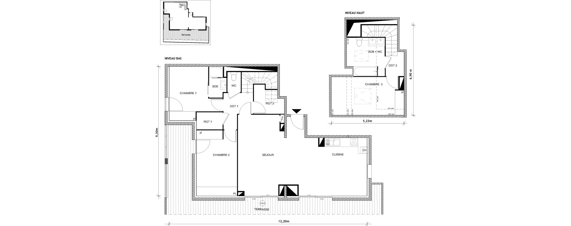 Duplex T4 de 105,18 m2 &agrave; Toulouse Croix daurade
