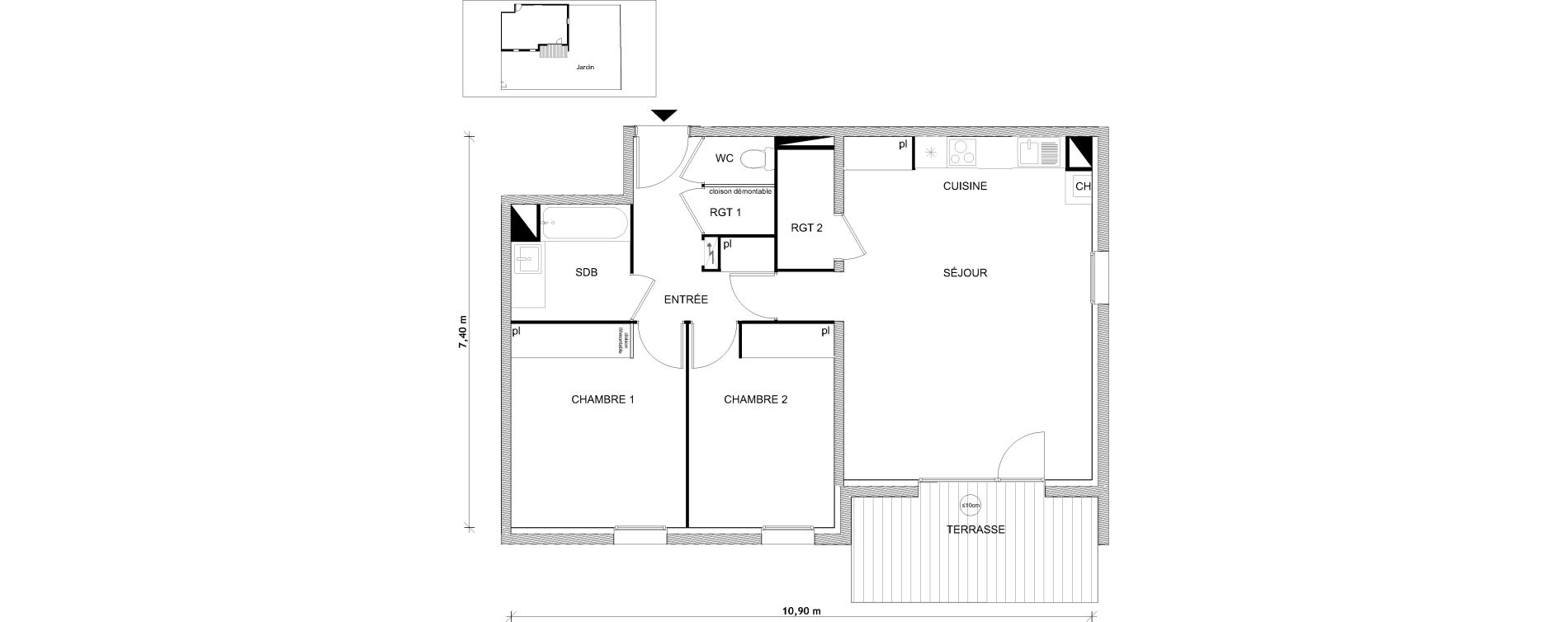 Appartement T3 de 70,26 m2 &agrave; Toulouse Croix daurade