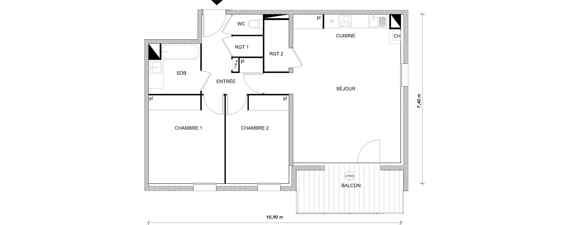 Appartement T3 de 70,26 m2 &agrave; Toulouse Croix daurade