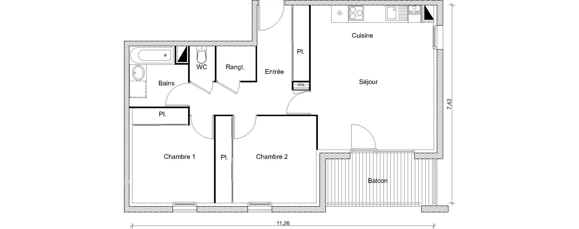 Appartement T3 de 65,48 m2 &agrave; Toulouse Lardenne