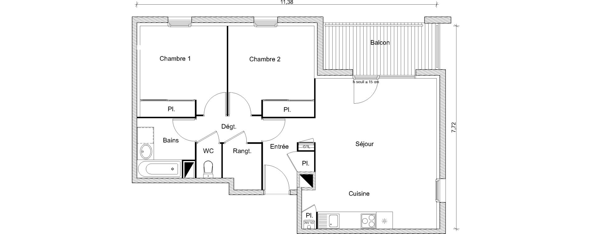 Appartement T3 de 64,72 m2 &agrave; Toulouse Lardenne